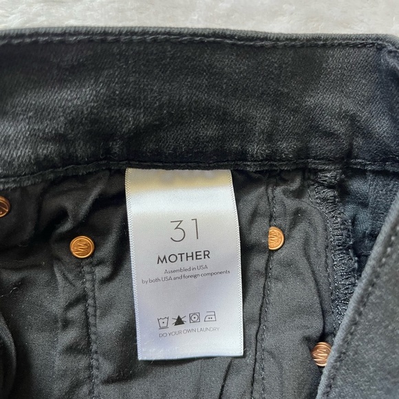 MOTHER Insider Crop Jeans Not Guilty Black | High Rise Cropped Flare 31 - Picture 11 of 17